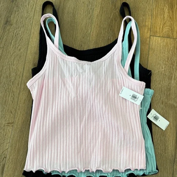 Old Navy Ribbed Tank Tops - Black, Blue, and Pink - Picture 4 of 5